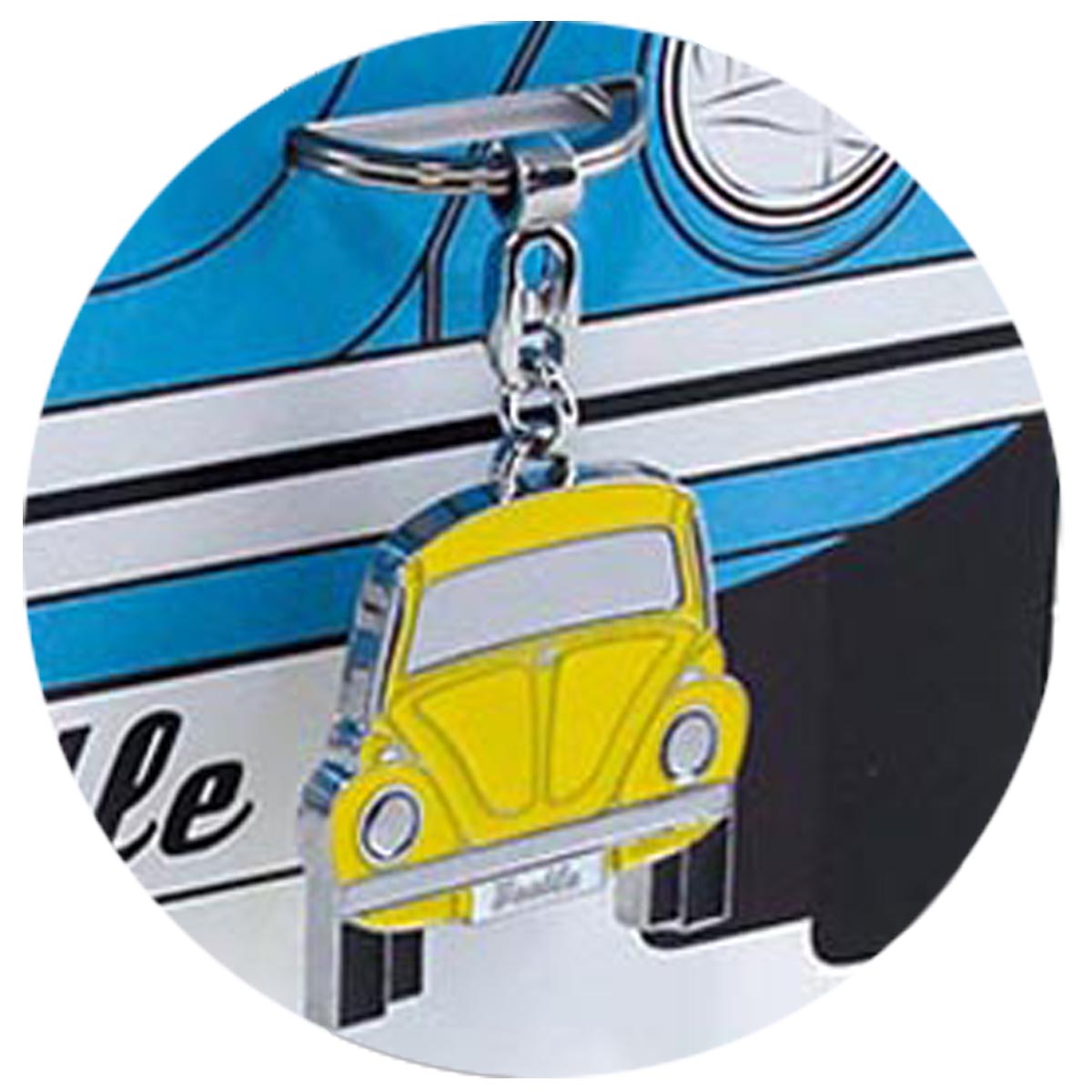 Porte-clés créateur \'Volkswagen\' jaune argenté (coccinelle) - 10x4 cm - [R0579]