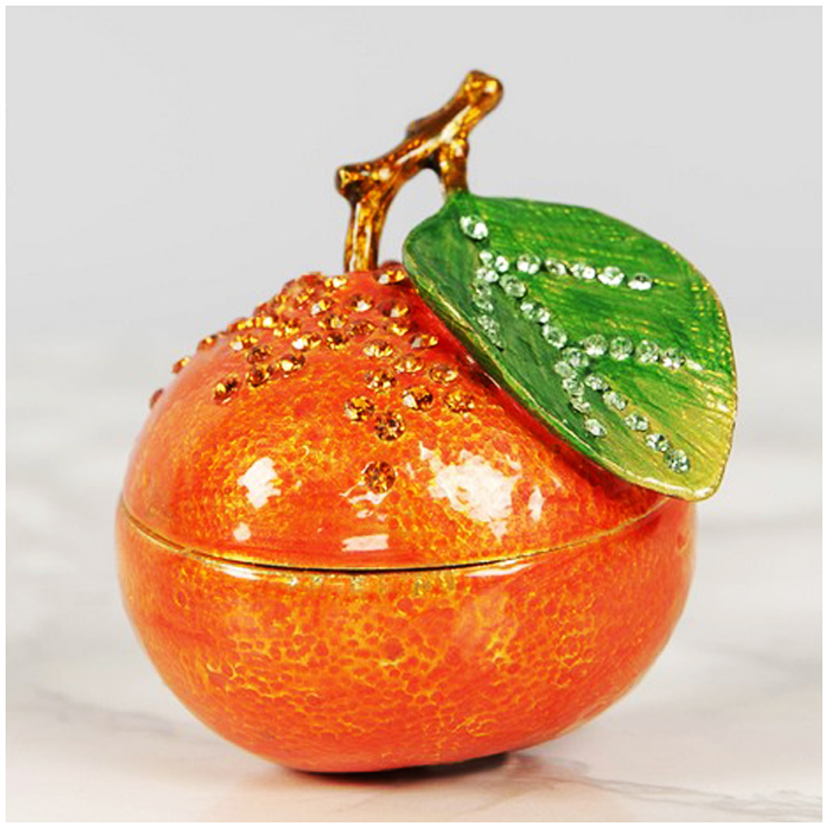 Coffret à Bijoux \'Orange\' orange - hauteur 6 cm - [R2658]