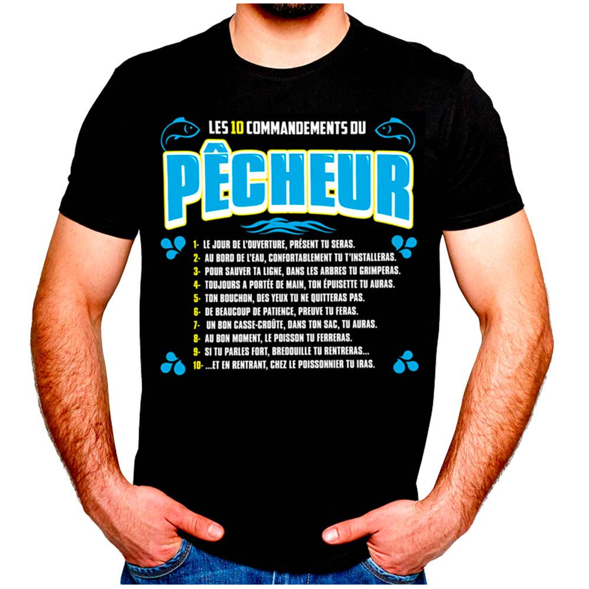 T-shirt \'10 commandements\' Pêcheur - taille unique - [R2795]
