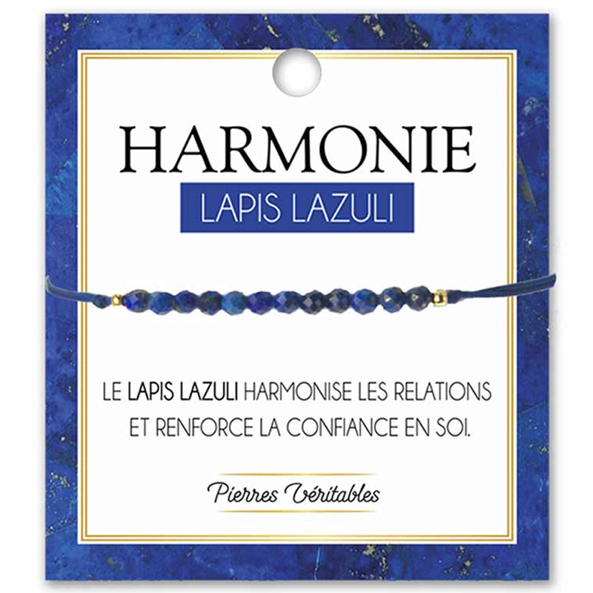 Bracelet créateur \'Minéralia\' lapis lazuli (harmonie) - 3 mm - [R3077]