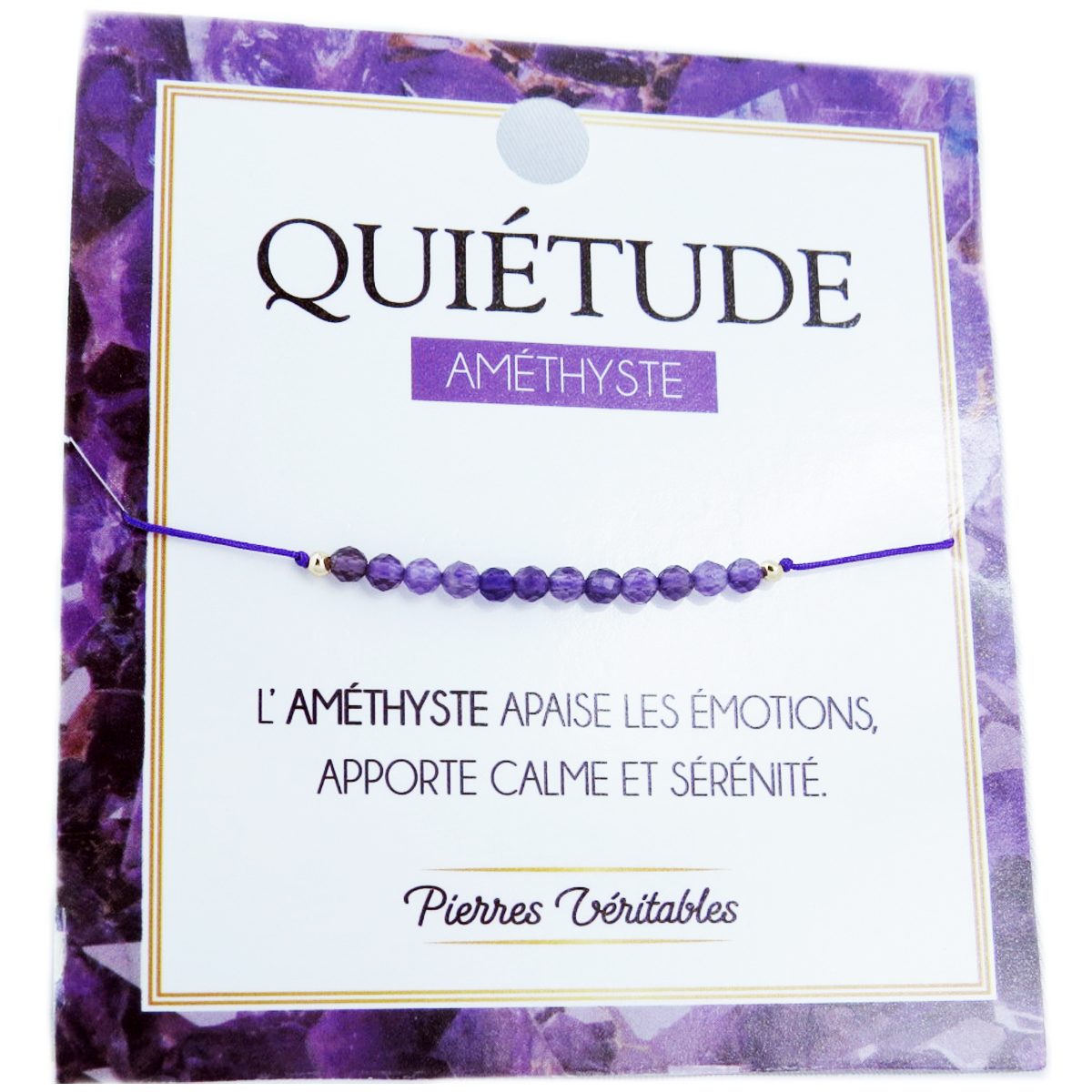 Bracelet créateur \'Minéralia\' améthyste (quiétude) - 3 mm - [R3081]