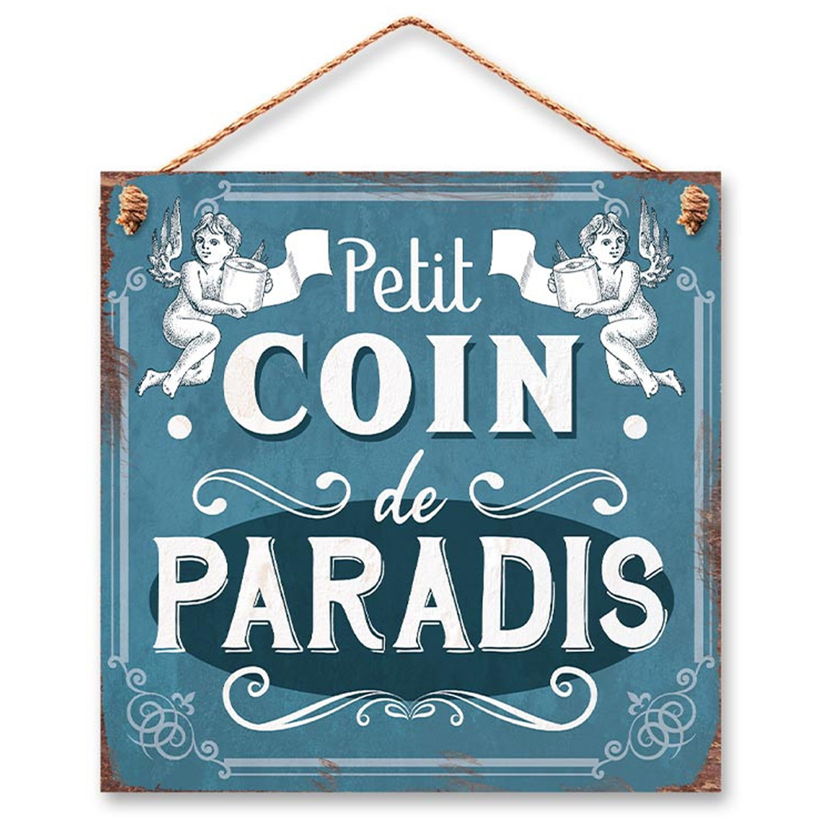 Plaque métal \'Toilettes\' (Petit coin de paradis) - 20x20 cm - [R4344]