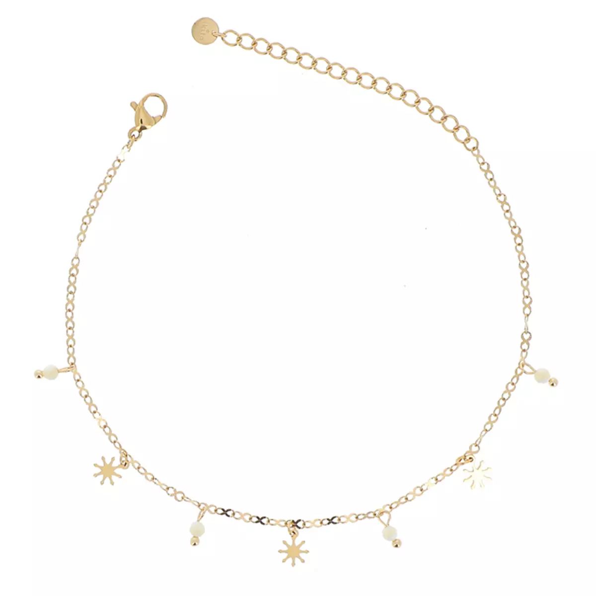 les trésors de lily Chaine cheville Acier 'Cléopatra' beige doré 25 cm 6 mm [R4489]