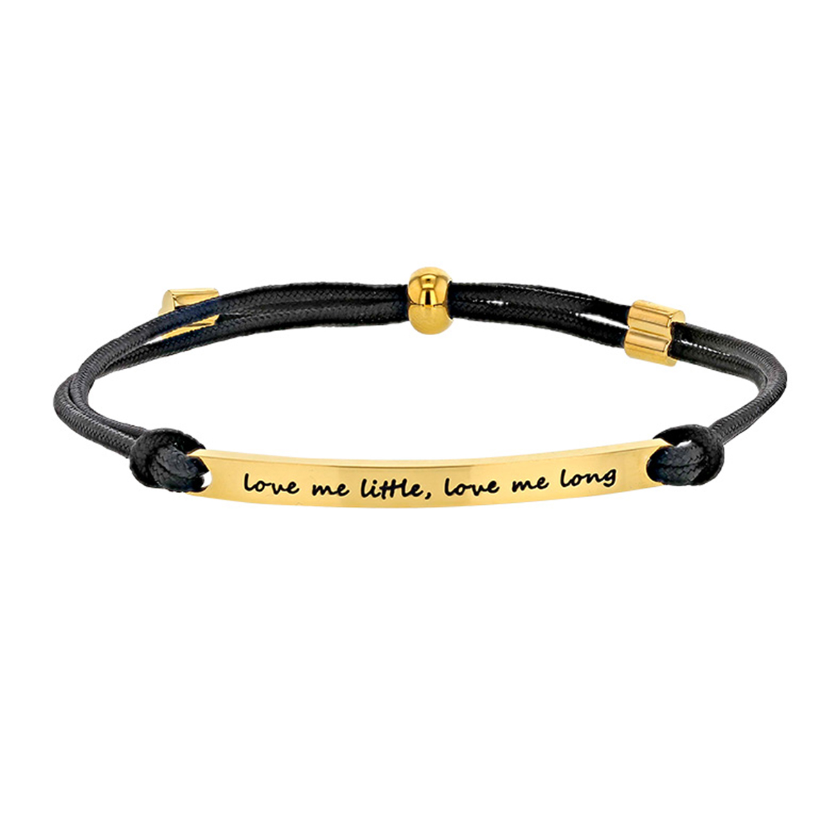 Bracelet créateur Acier \'Messages\' doré noir (love me little, love me long) - 40x4 mm - [R5108]