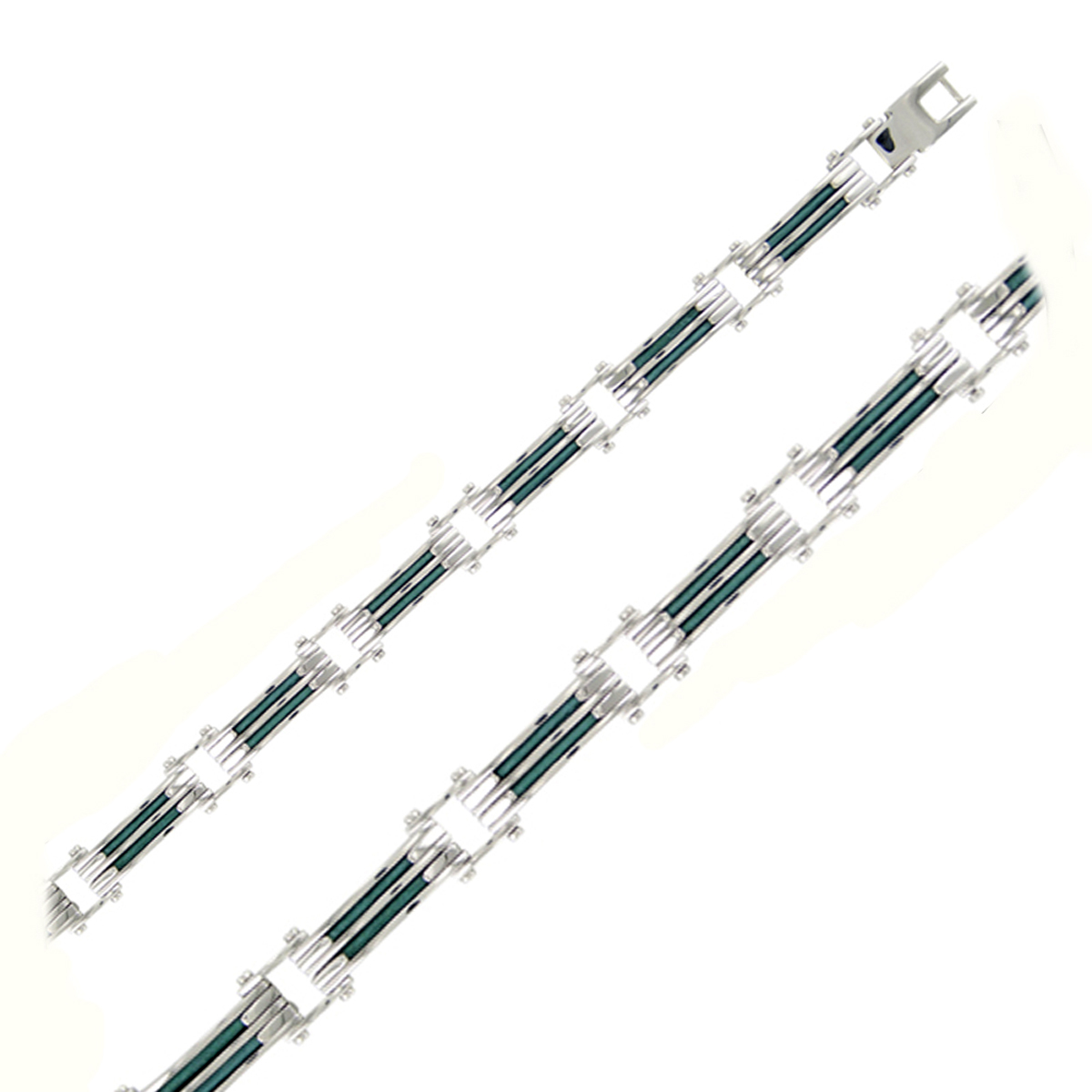 Bracelet acier Homme \'Peaceful\' bleu argenté acier - 210x9 mm - [R5124]