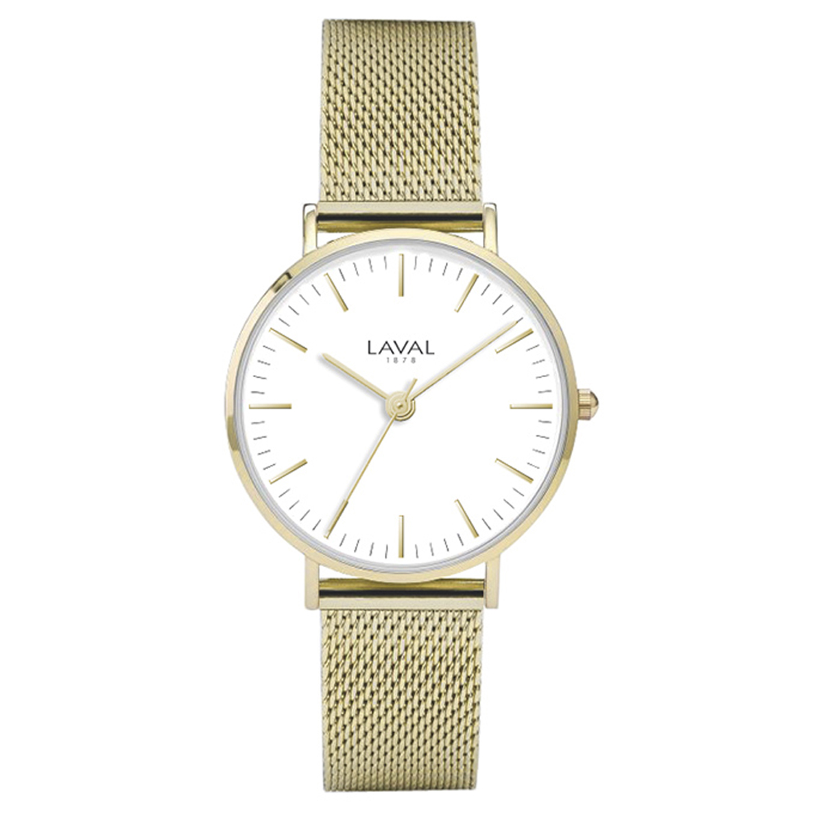 Montre créateur milanais \'Laval\' blanc doré - 35 mm - [R5432]