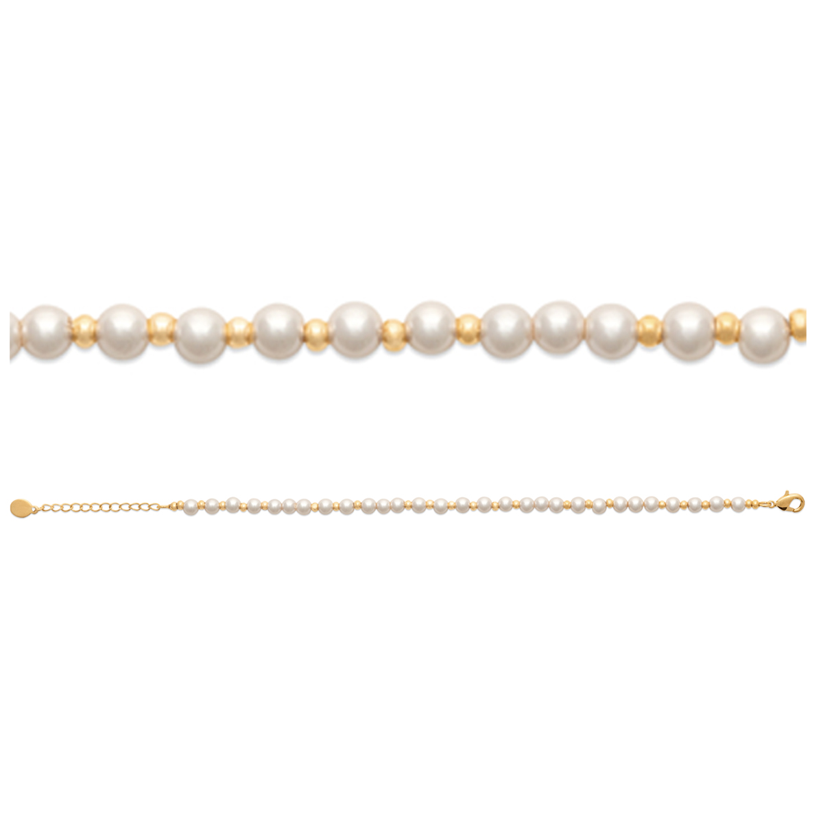 Bracelet Plaqué Or \'Sissi\' blanc doré - 4 mm - [R5788]