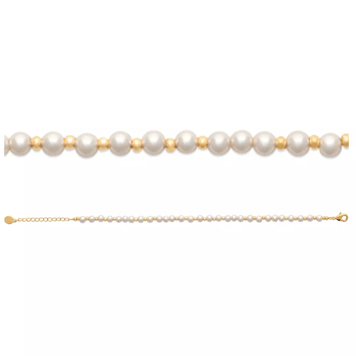 les trésors de lily Bracelet Plaqué Or 'Sissi' blanc doré 4 mm [R5788]