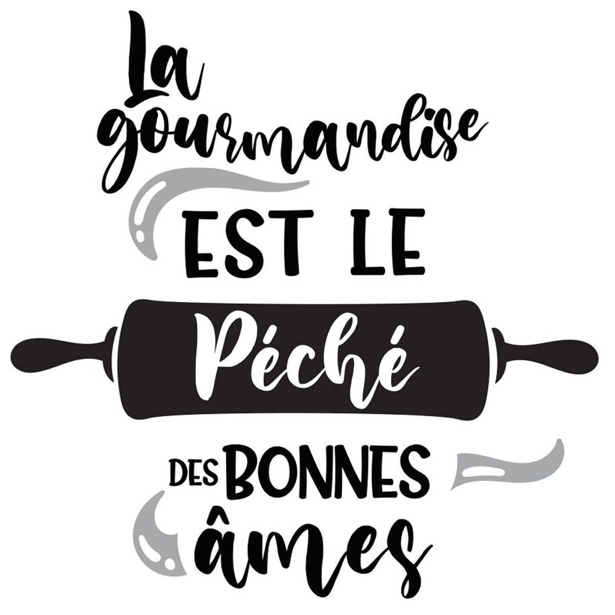 Planche de stickers \'La Gourmandise est le Péché des Bonnes Âmes\' (rouleau à pâtisserie) - 50x70 cm - [R6007]