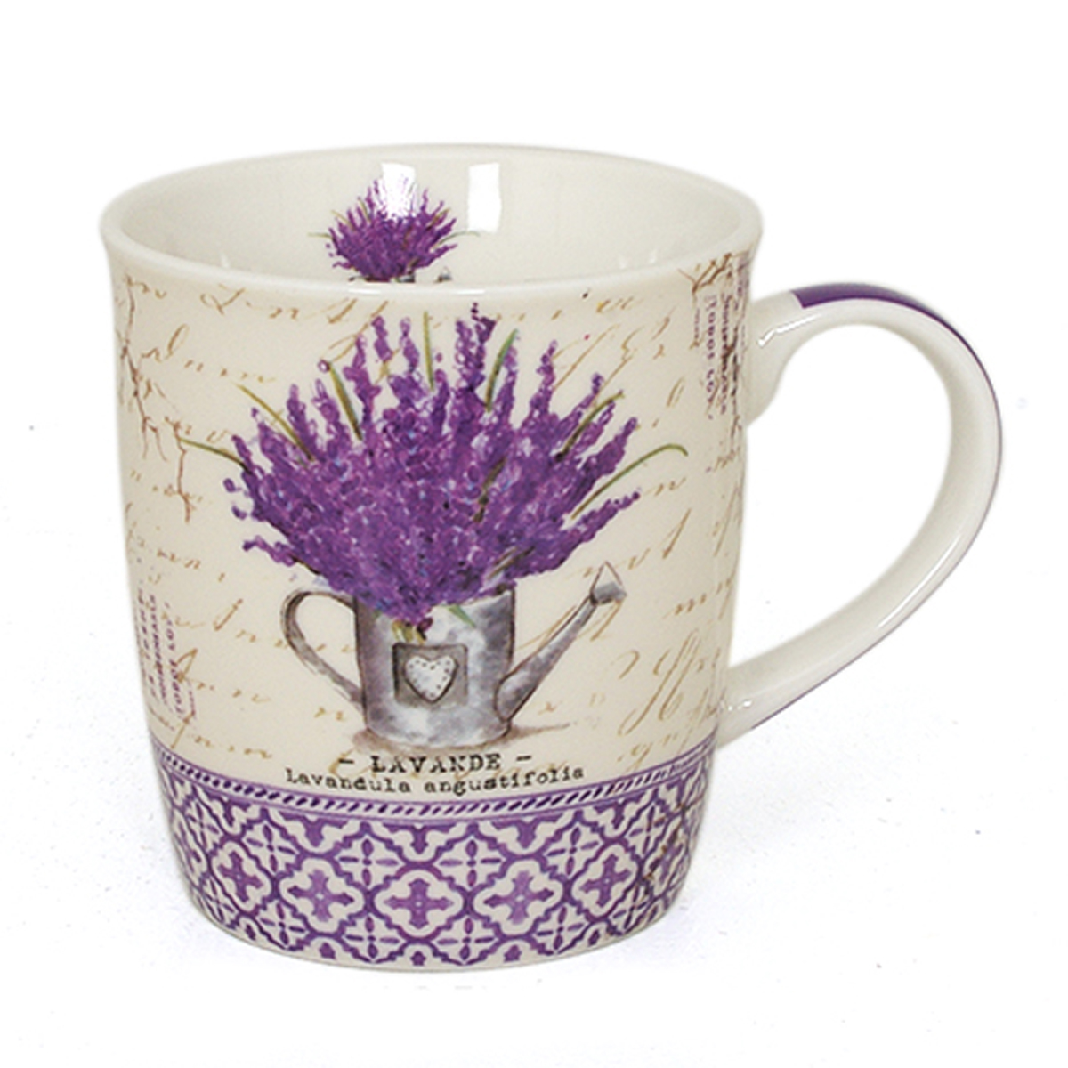 Mug porcelaine \'Lavande\' violet beige - 95x85 mm (32 cl) - [R6527]