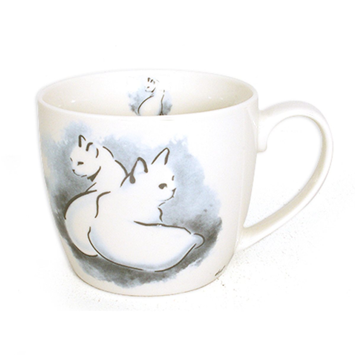 Mug porcelaine \'Chats\' gris blanc  - 100x85 mm (38 cl) - [R6528]