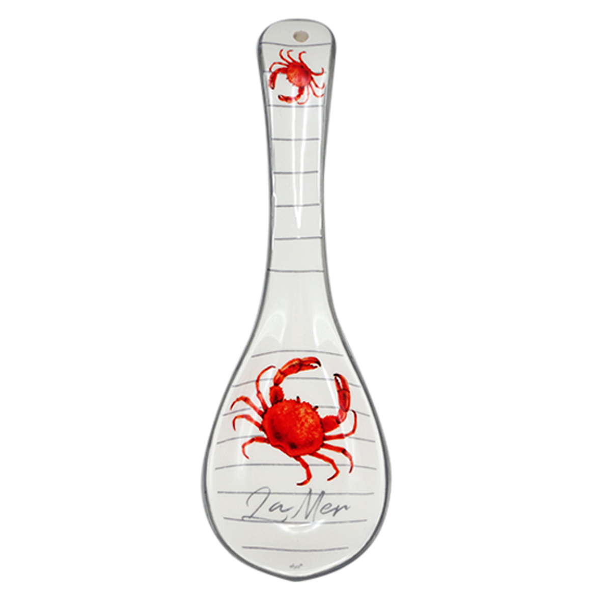 Repose cuillère céramique \'La Mer\' rouge blanc - 235x80 mm - [R6544]