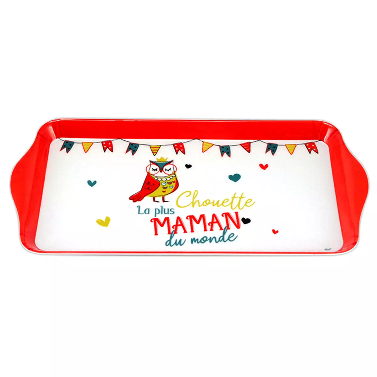 les trésors de lily Plateau à cake mélamine 'Maman' orange blanc (la plus Chouette Maman du monde) 30x15 cm [R6566]