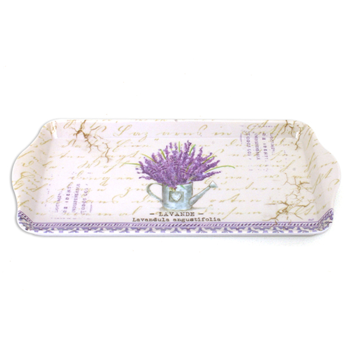 Plateau à cake mélamine \'Lavande\' violet beige - 30x15 cm - [R6567]