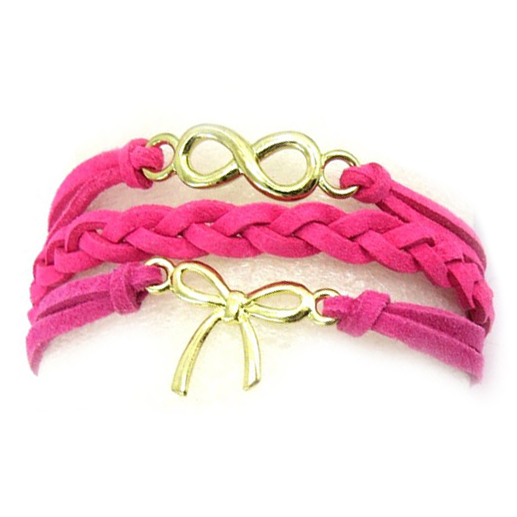 Bracelet ethnique \'Kilimanjaro\' rose - 3 rangs - [R6704]