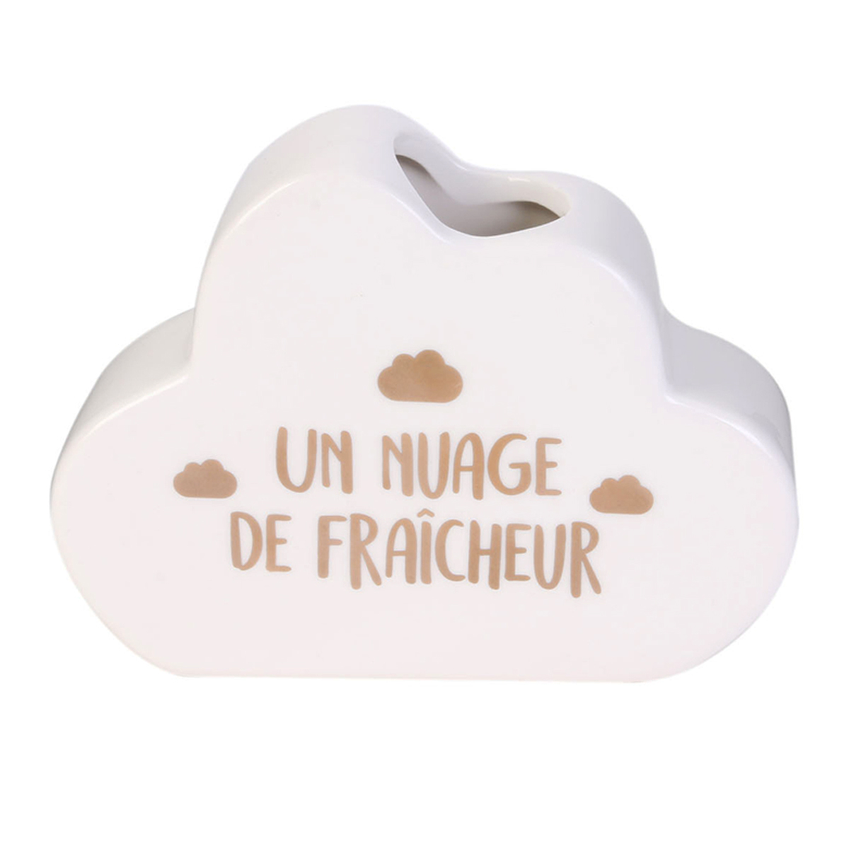 Porte-brosse à dents céramique \'Nuage\' blanc doré - 10x13 cm - [A1811]