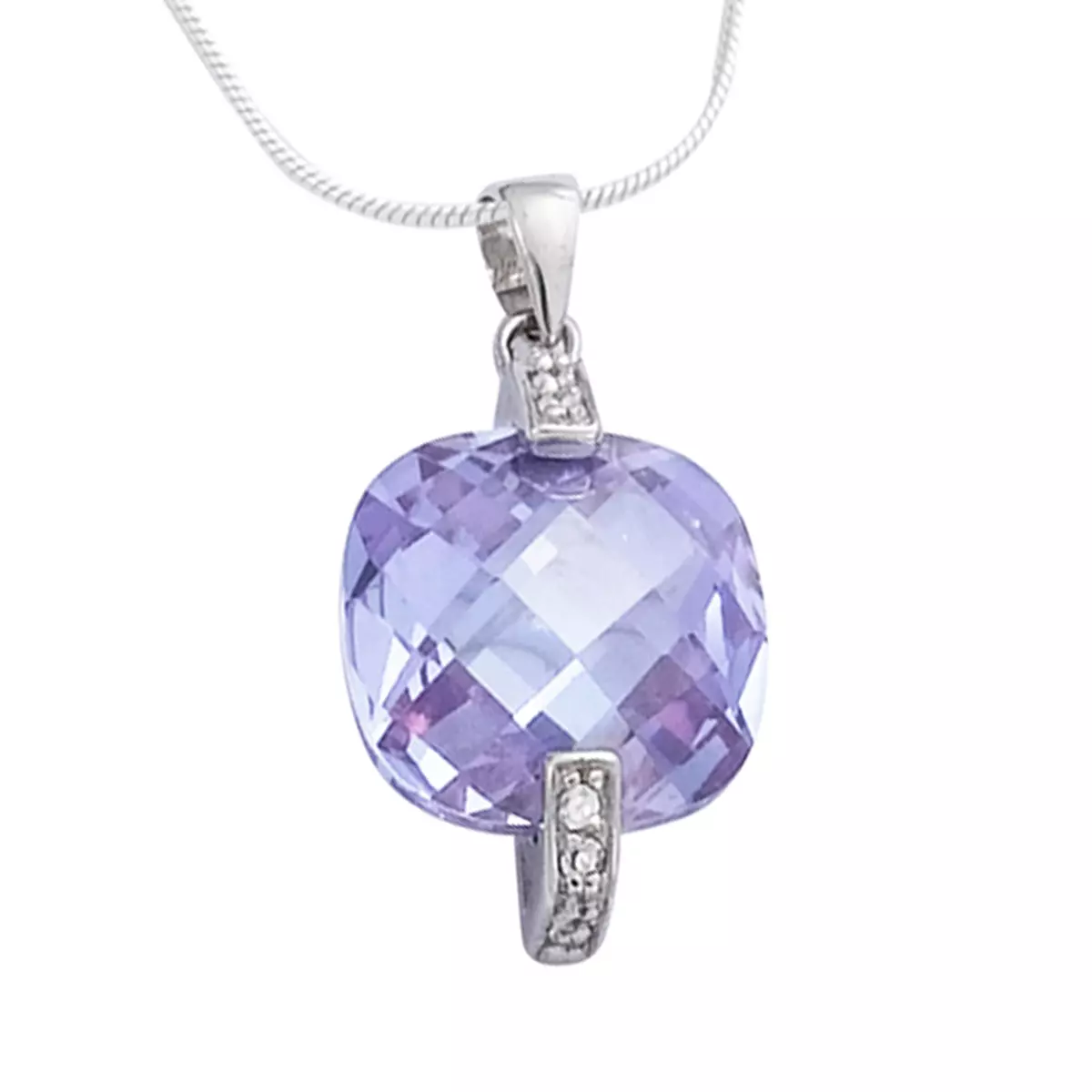 les trésors de lily Pendentif Argent 'Sissi' Lavande Blanc (rhodié) 15x20 mm [B9589]