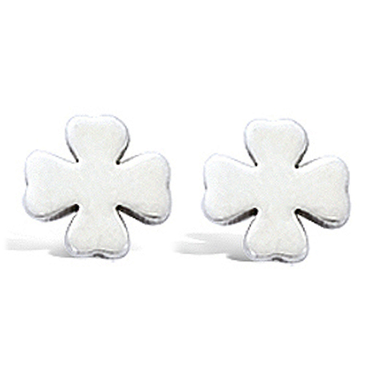 Boucles Argent \'Trèfle\' argenté (rhodié) - 7 mm - [F6246]