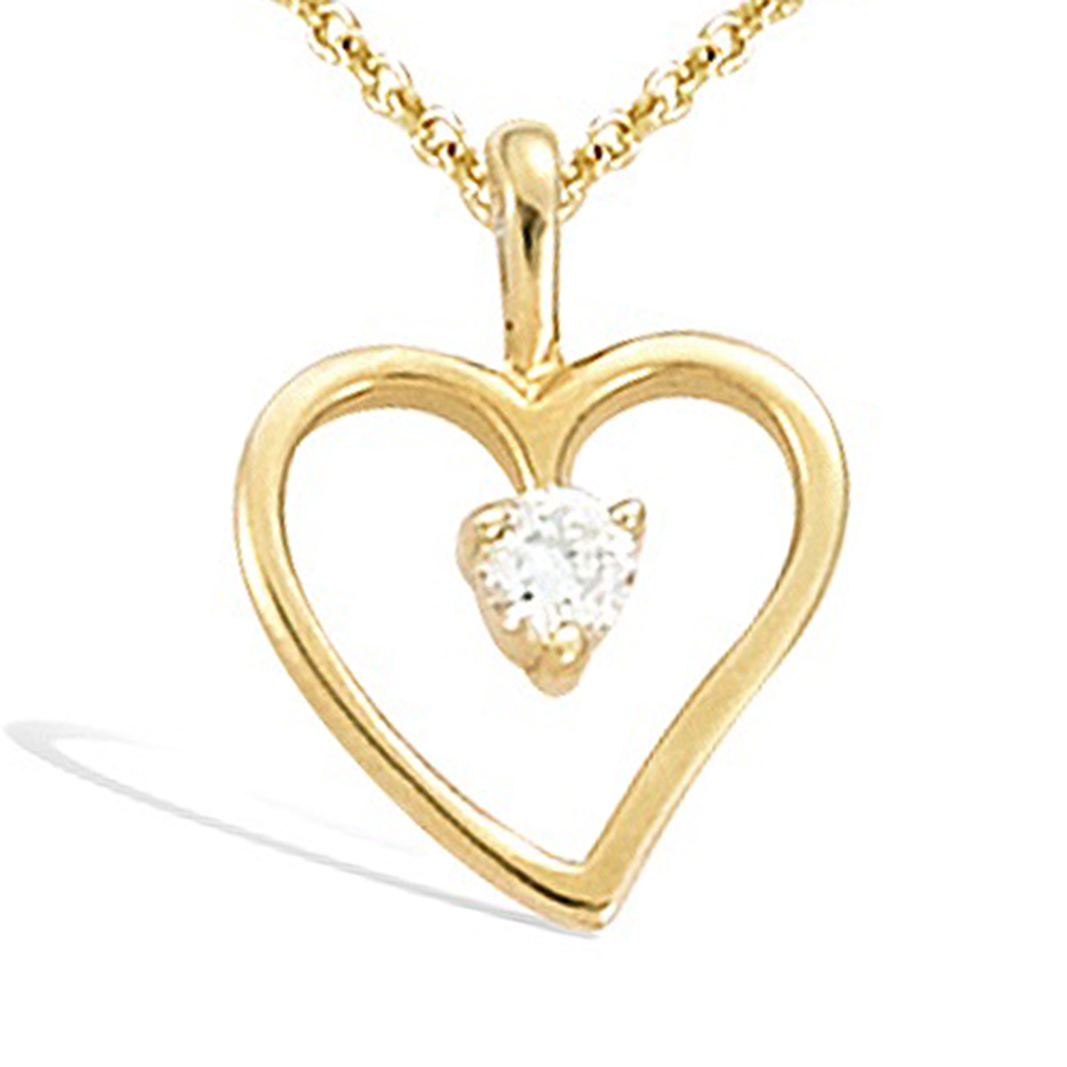 Pendentif Plaqué Or \'Coeur Câlin\' blanc doré - 12x13 mm - [F6340]