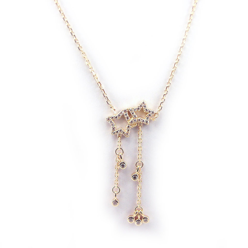 Collier plaqué or \'Féérie\' Blanc doré - 50x17 mm - [F7099]