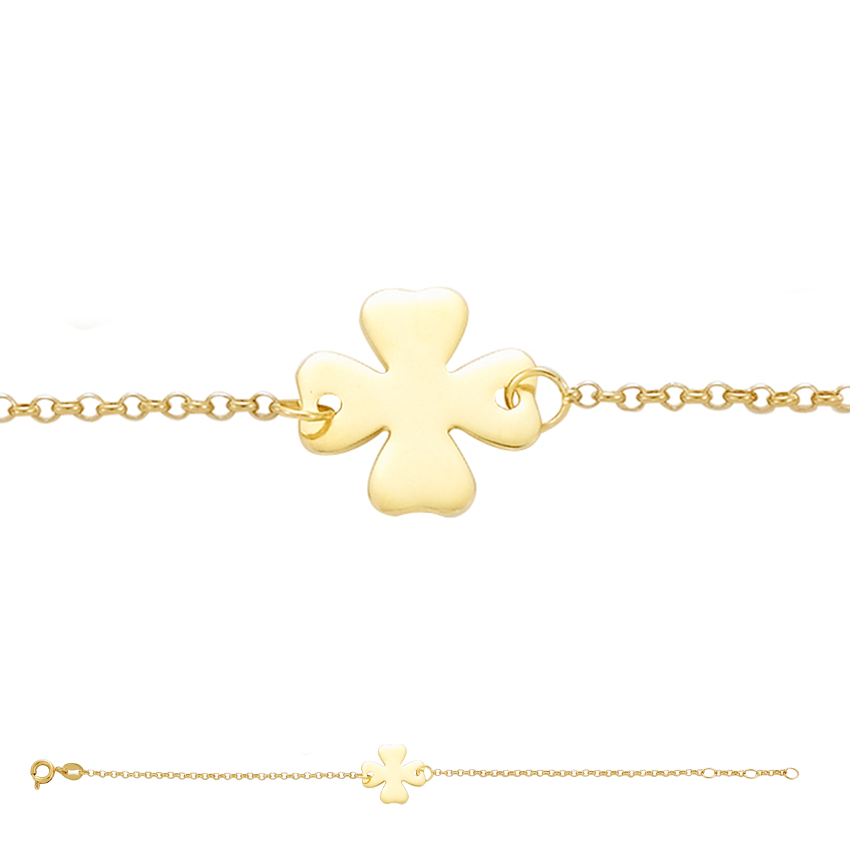 Bracelet Plaqué Or \'Trèfle\' doré - 15 mm - [F9154]