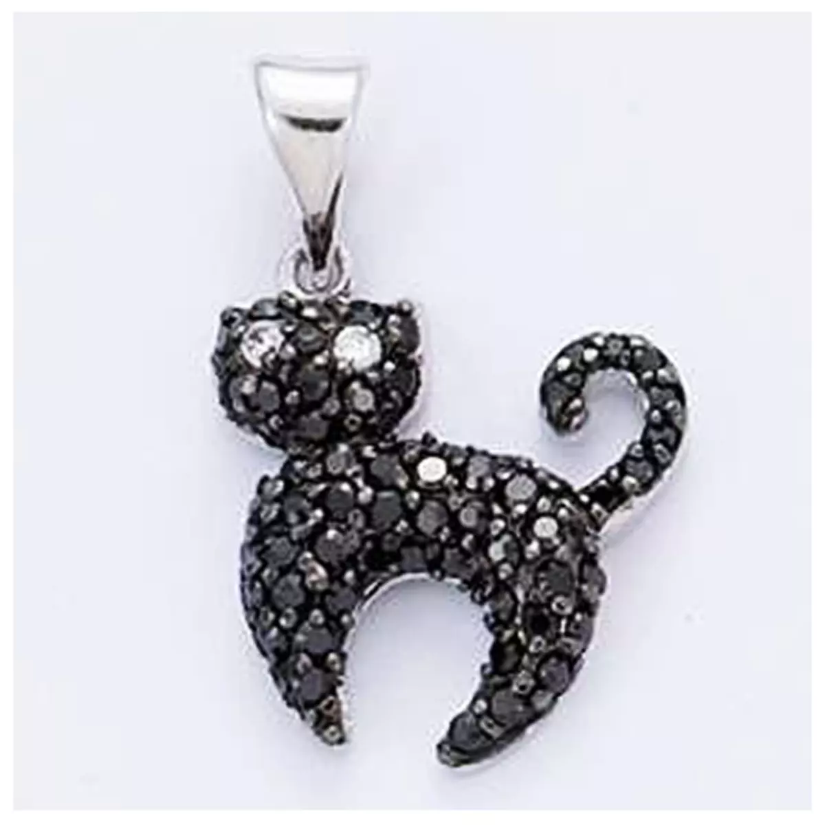 les trésors de lily Pendentif Argent 'Chat Sublime' noir argenté (rhodié) 15x14 mm [G2822]