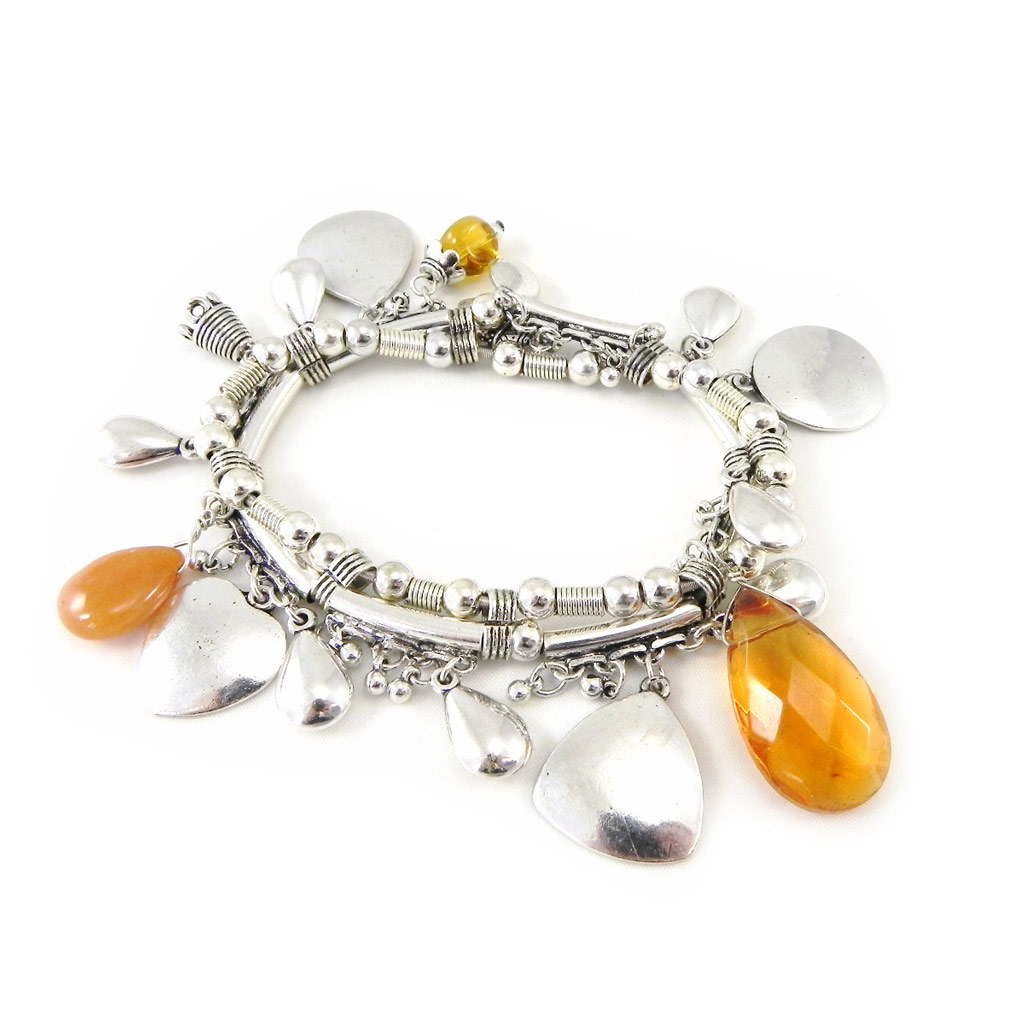 Bracelet Créateur \'Kilimanjaro\' orange argenté - [H0558]