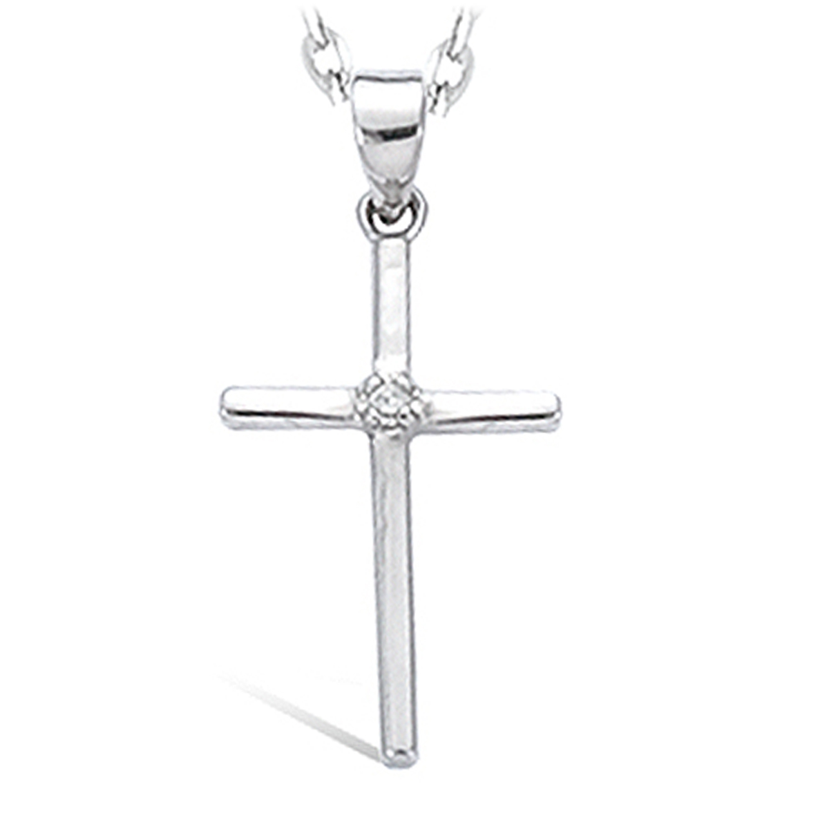 Pendentif Argent \'Croix\' Blanc argenté (rhodié) - 17x10 mm - [I4011]