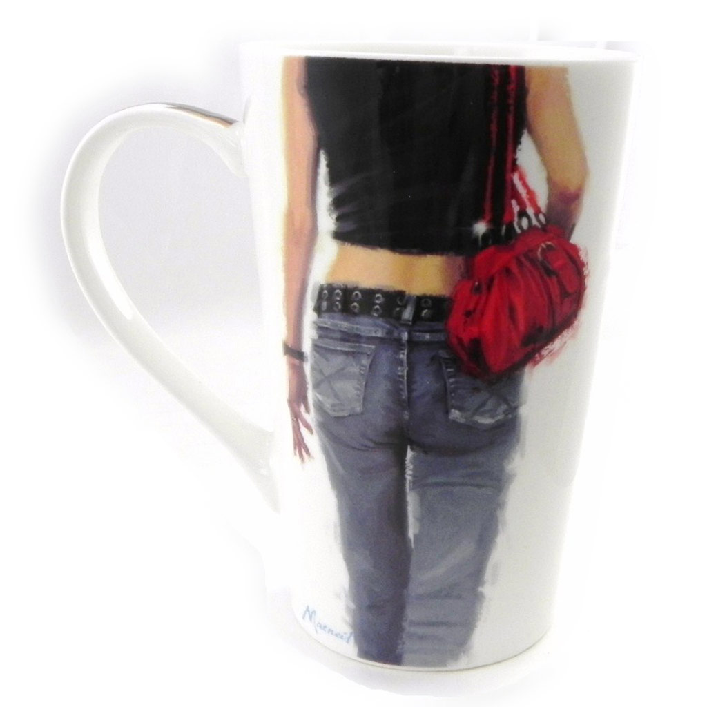 Grand mug porcelaine \'Fashion Victim\' jean - 12x8 cm - [I7781]
