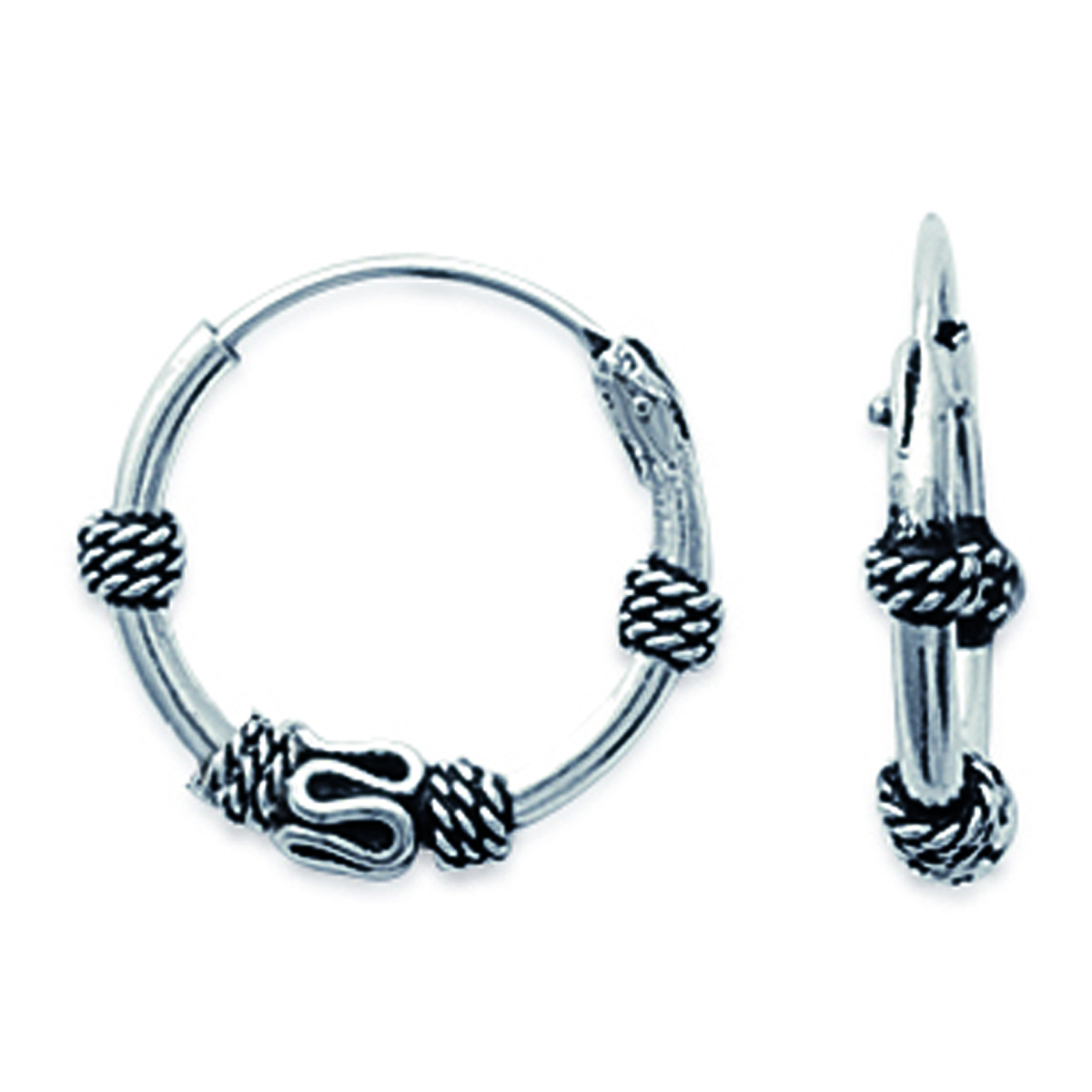 Créoles Argent \'Thai\' argenté - 14 cm 1 mm - [J3874]