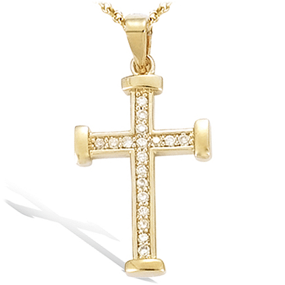 Pendentif Plaqué Or \'Croix Pureté\' blanc doré - 22x15 mm - [J9529]