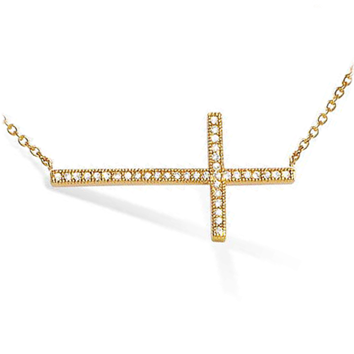 Collier Plaqué-Or \'Croix\' blanc doré - 30x15 mm - [K6613]