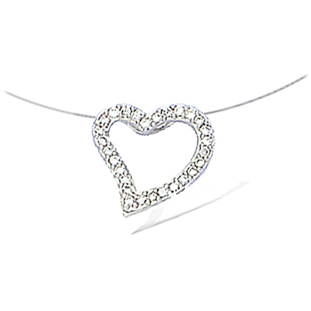 Collier Argent \'Love\' blanc argenté (rhodié) - 10 mm - [L2025]