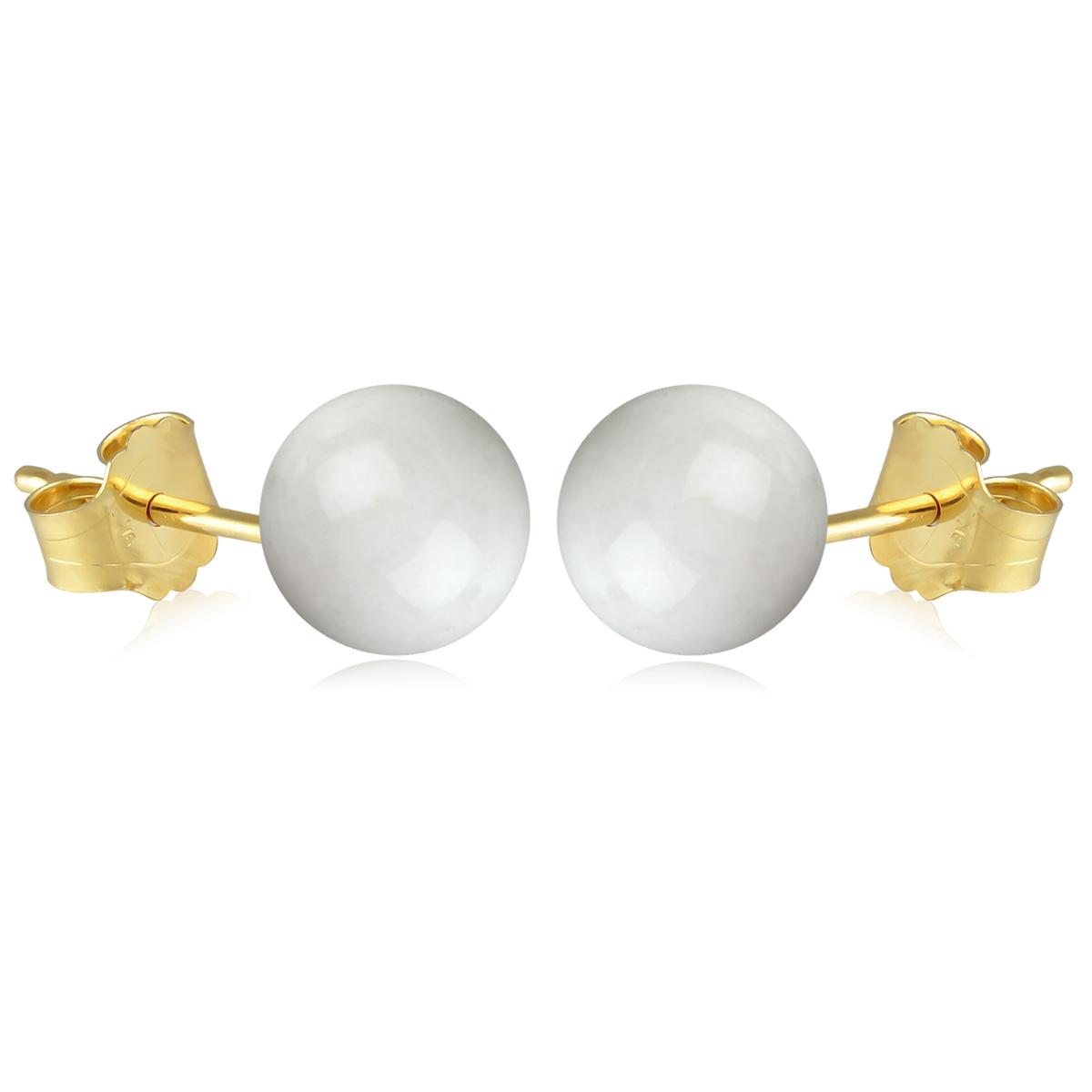Boucles plaqué or \'Mineralia\' agate blanche - 10 mm - [M6509]