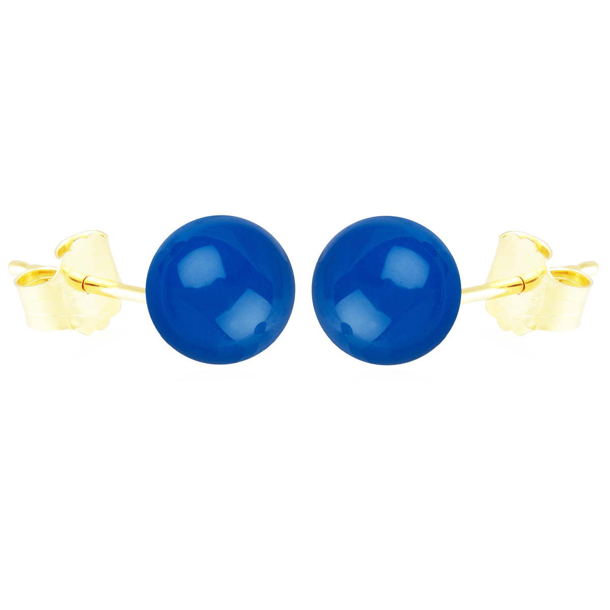 Boucles plaqué or \'Mineralia\' agate bleue - 10 mm - [M6511]