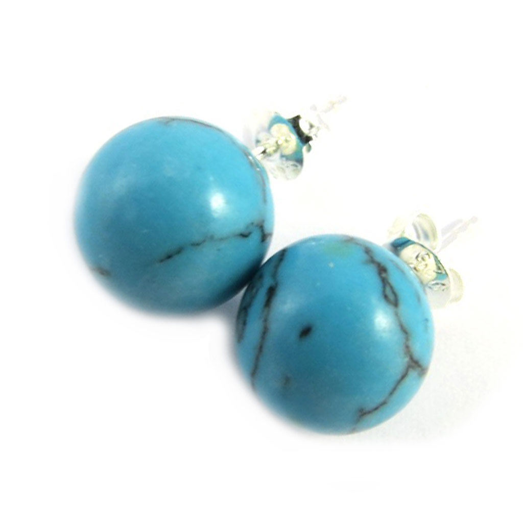 Boucles argent \'Mineralia\' turquoise - 10 mm - [M6534]