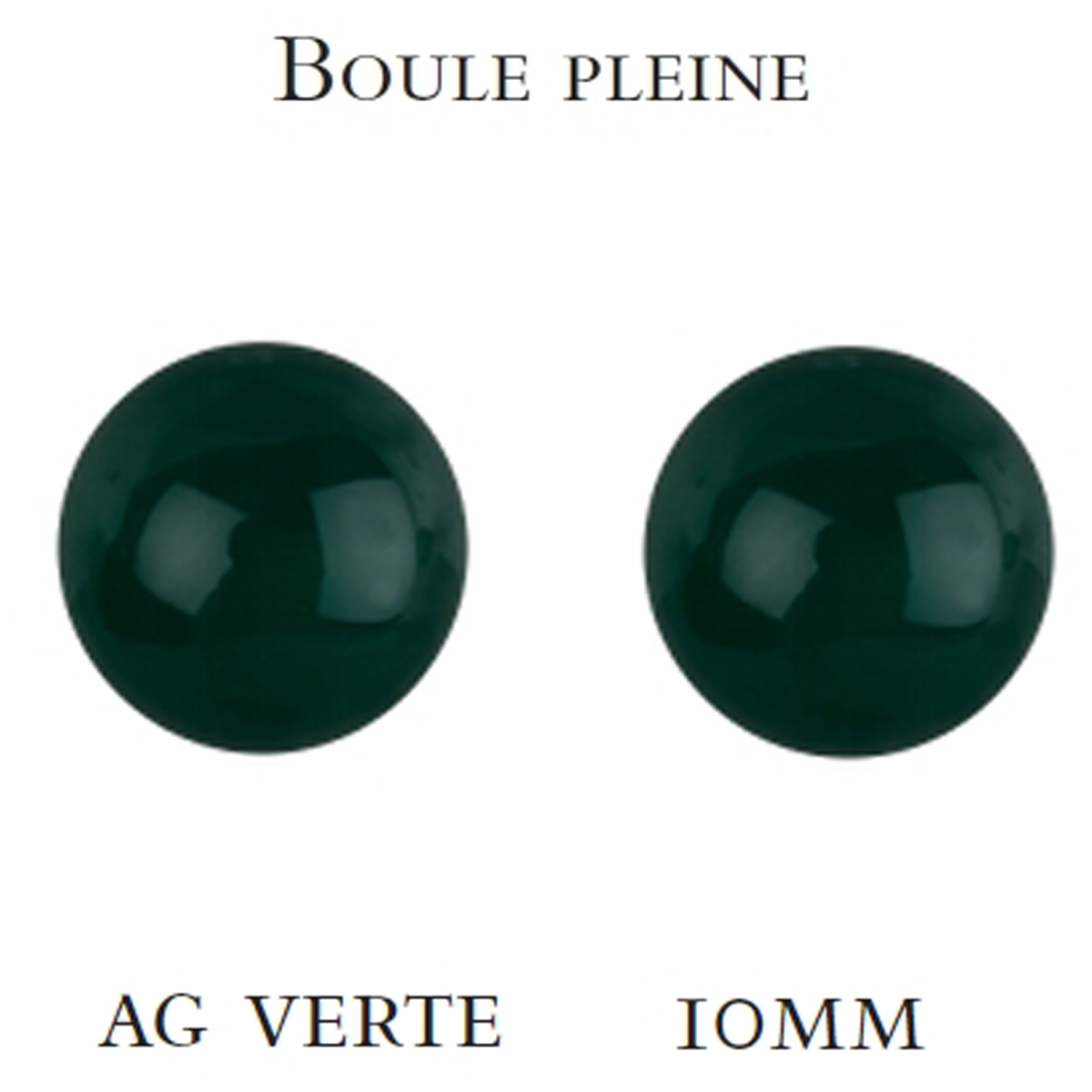 Boucles argent \'Mineralia\' agate verte - 10 mm - [M6536]