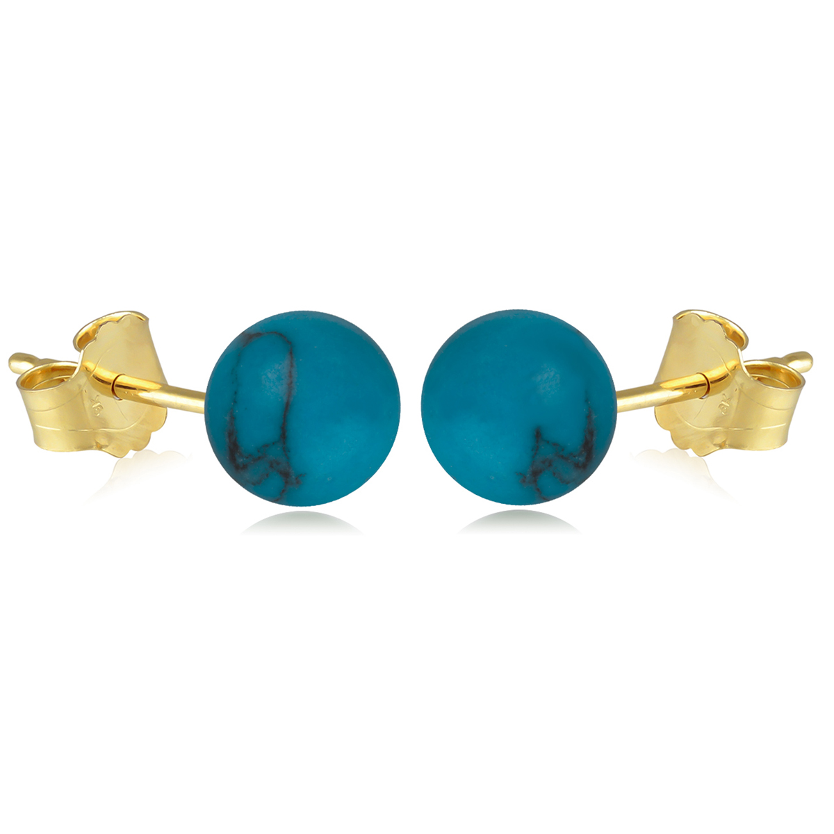 Boucles plaqué or \'Mineralia\' turquoise - 6 mm - [M6688]