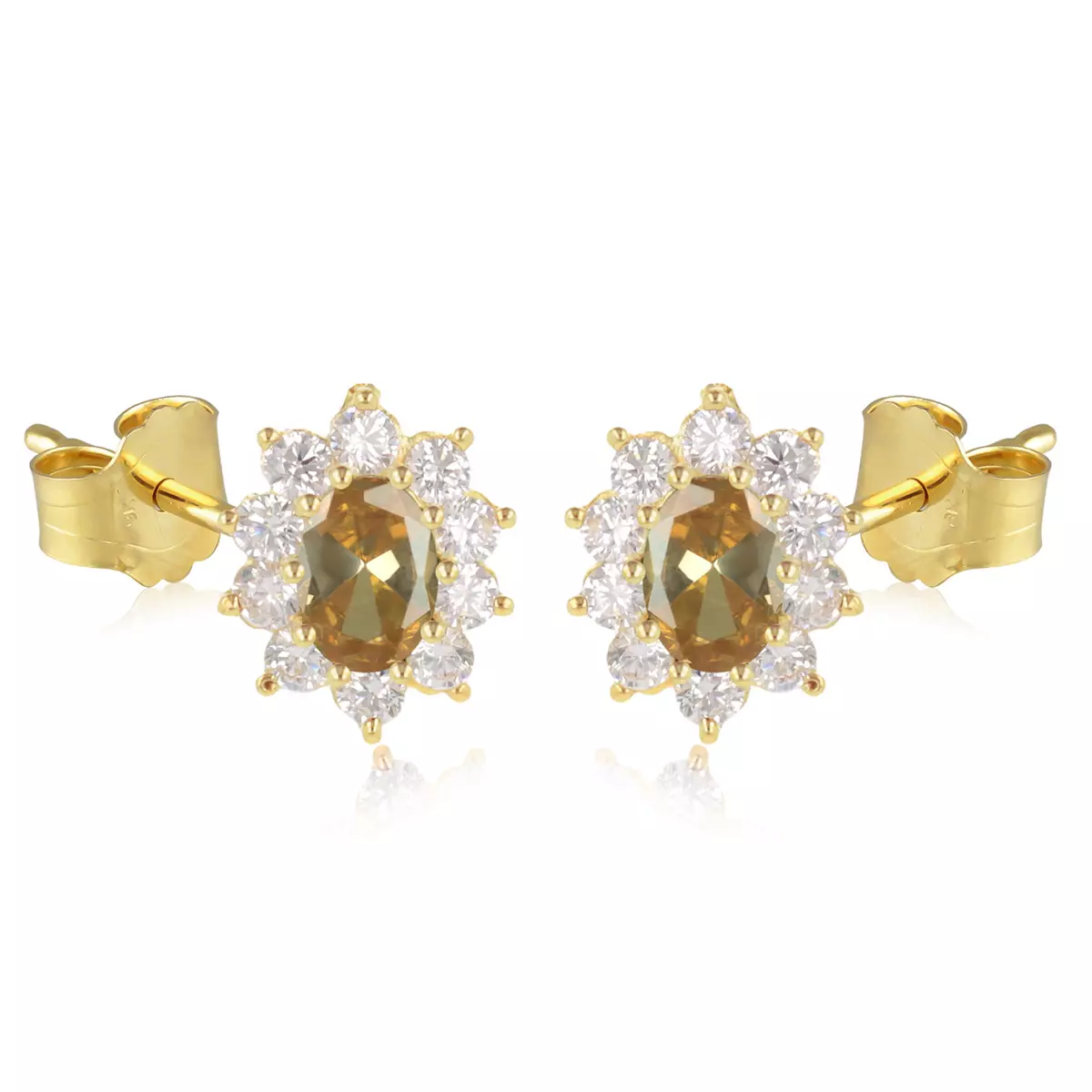 les trésors de lily Boucles 'Victorina' ambre blanc doré 10x8 mm [M6738]