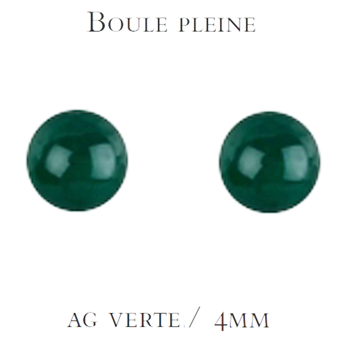 Boucles plaqué or \'Mineralia\' agate verte - 4 mm - [M6969]