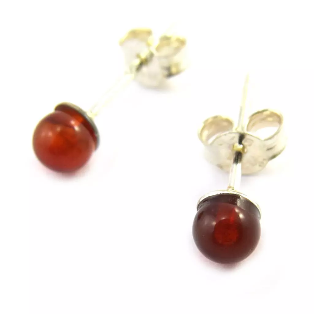 les trésors de lily Boucles 'Mineralia' agate rouge 4 mm [M7014]
