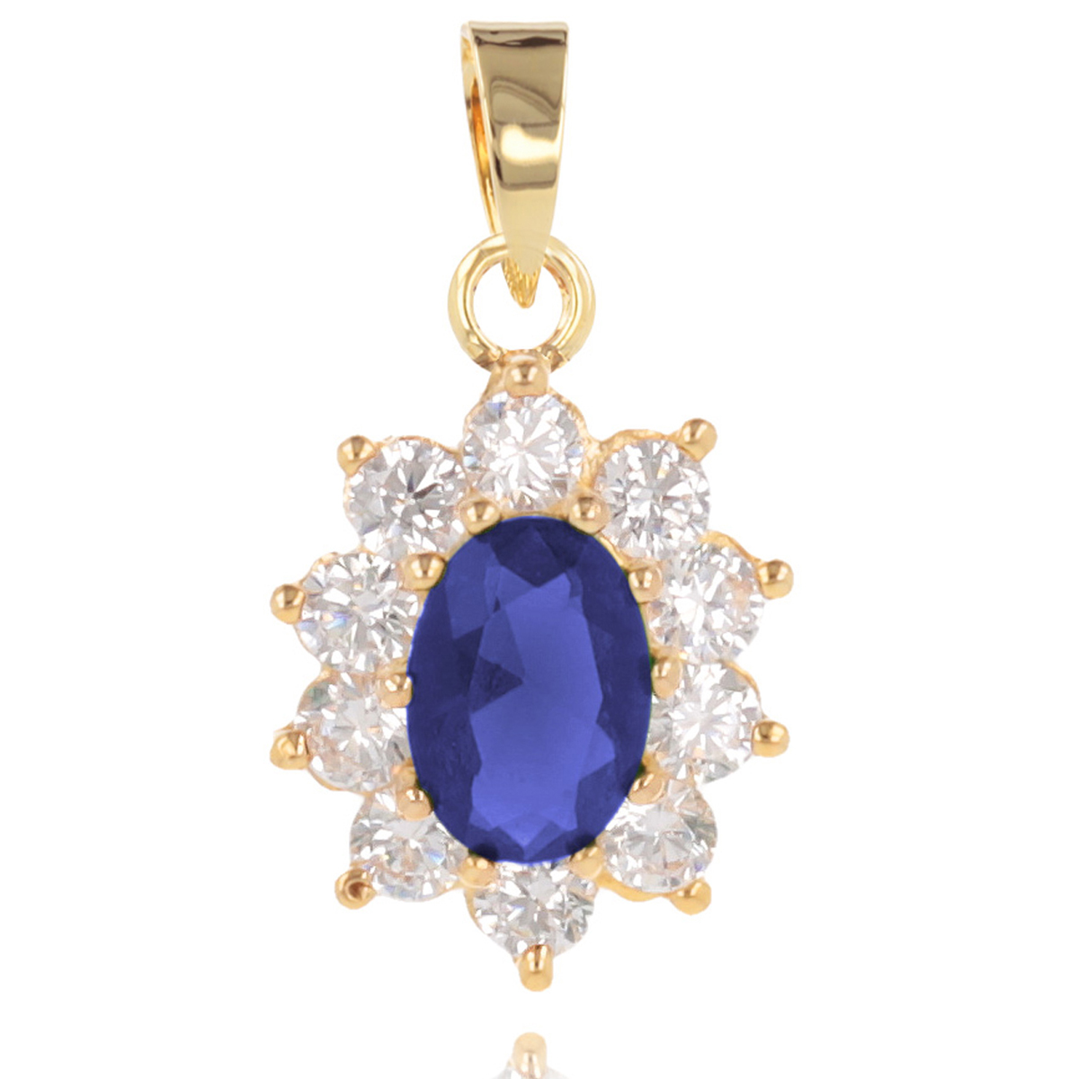 Pendentif Plaqué Or \'Victorina\' saphir doré - 12x10 mm - [M7045]