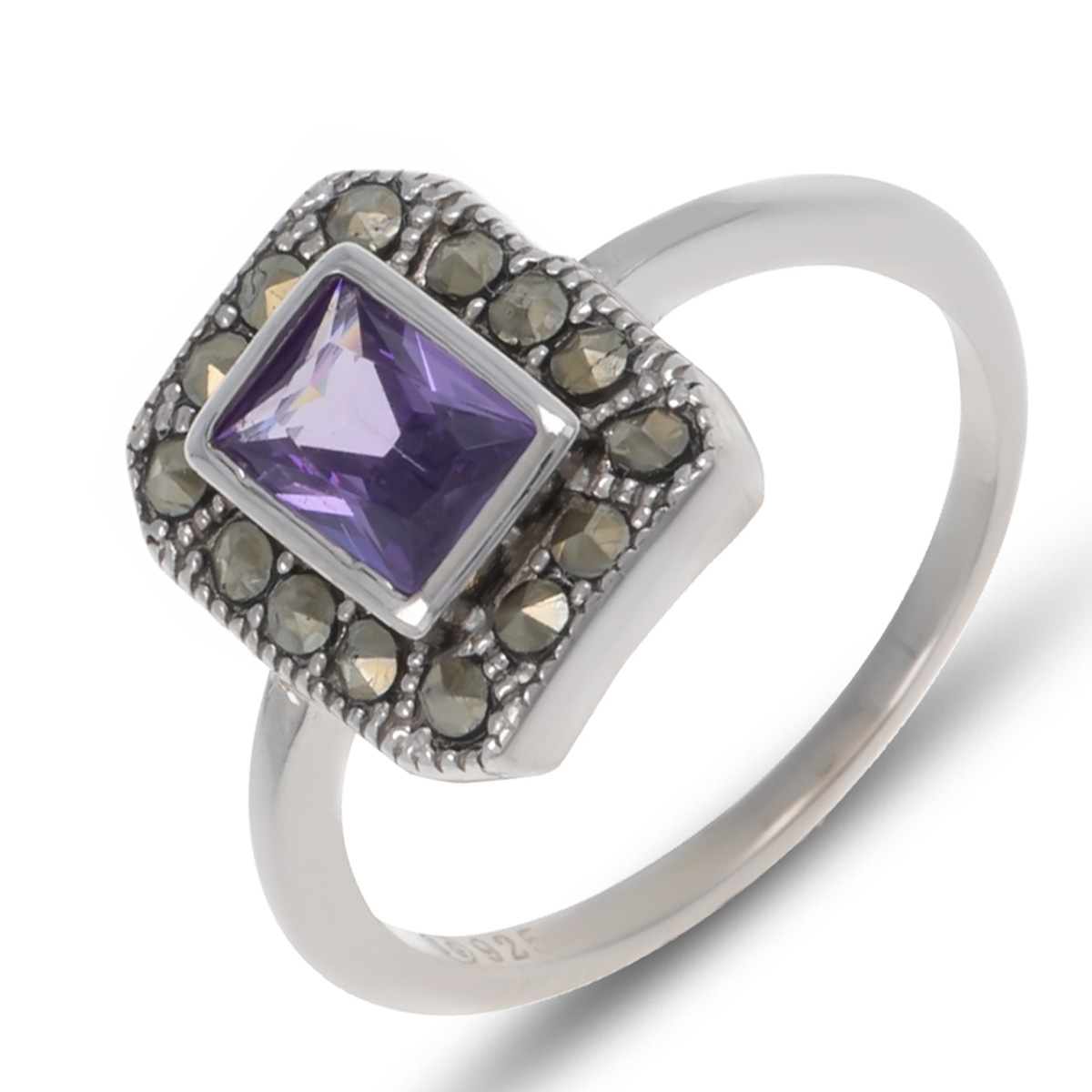 Bague Argent \'Sappho\' améthyste gris - 11x9 mm - [M7159]