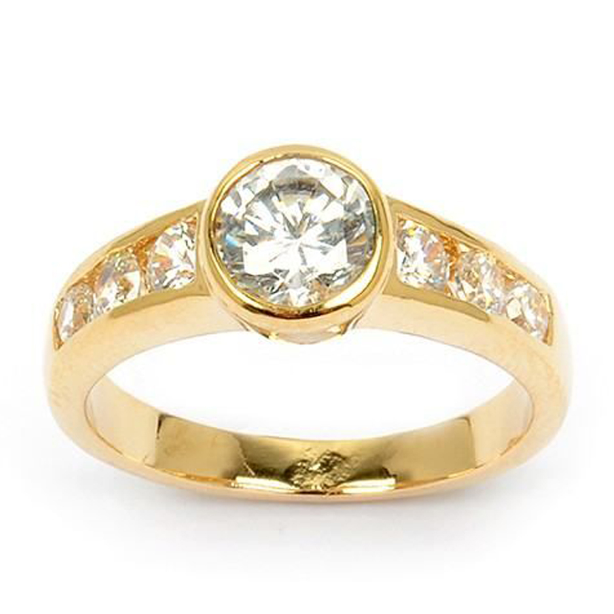 Solitaire Plaqué Or \'Sissi\' blanc doré - 6 mm - [M9518]