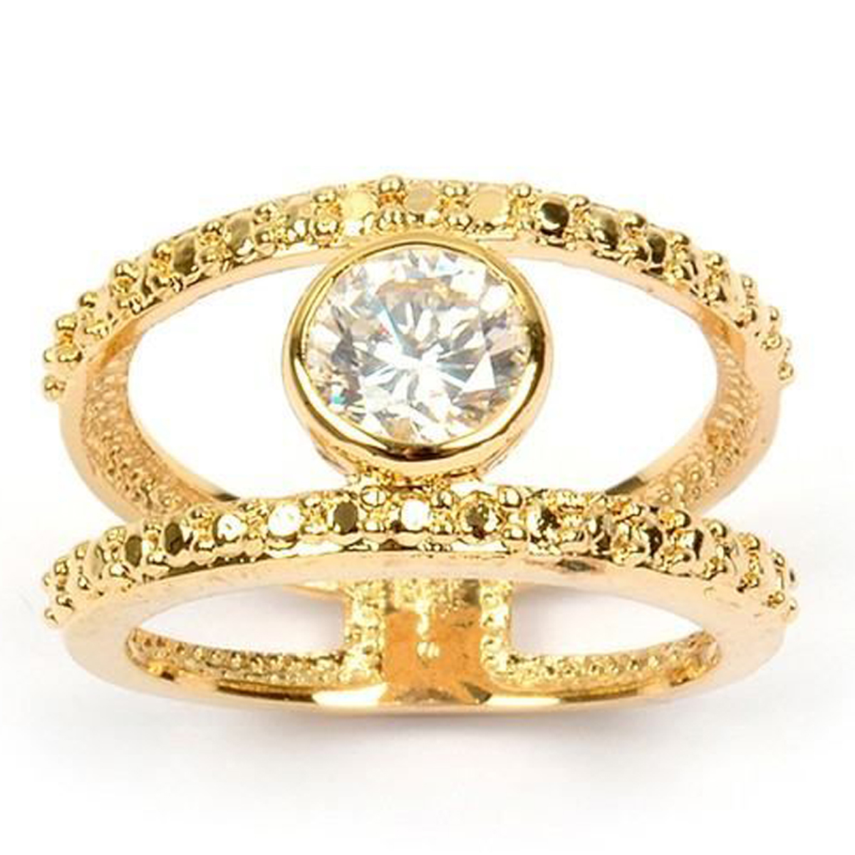 Bague Plaqué Or \'Sissi\' blanc doré - 11 mm - [M9529]