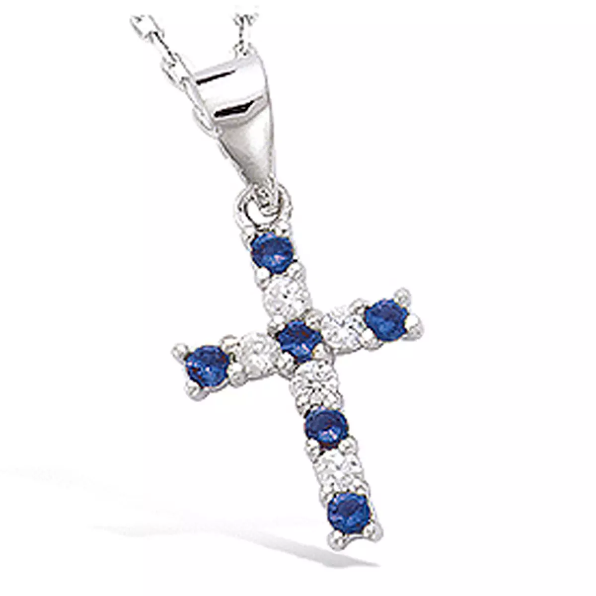 les trésors de lily Pendentif Argent 'Croix' saphir blanc argenté (rhodié) 15x10 mm [N4055]