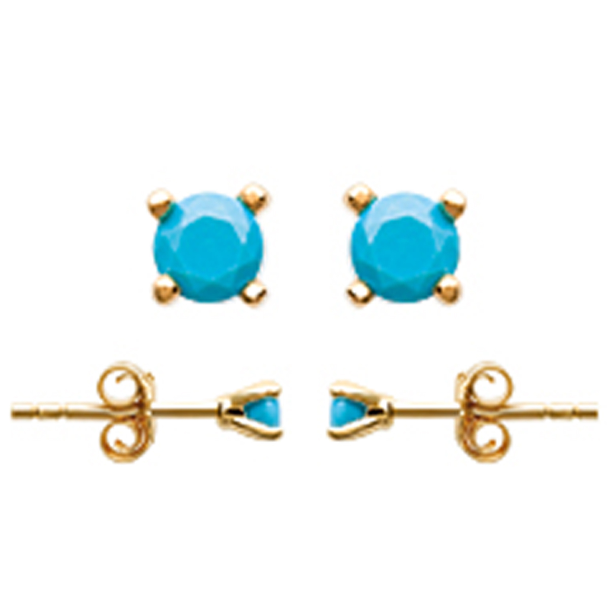 Boucles \'Essentiel\' turquoise doré - 3 mm - [N7127]
