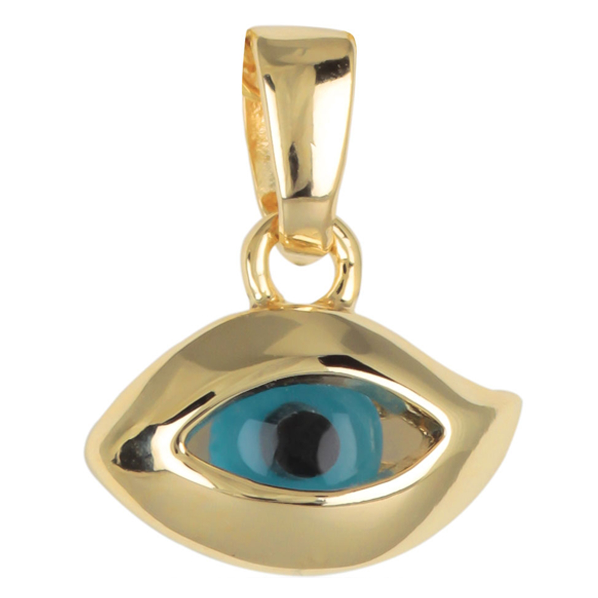 Pendentif Plaqué Or \'Oeil de Fatma\' bleu doré - 15x9 mm - [N7270]