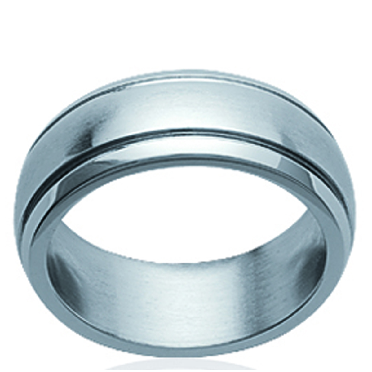 Bague alliance acier \'Peaceful\' gris argenté - 7 mm - [P0159]