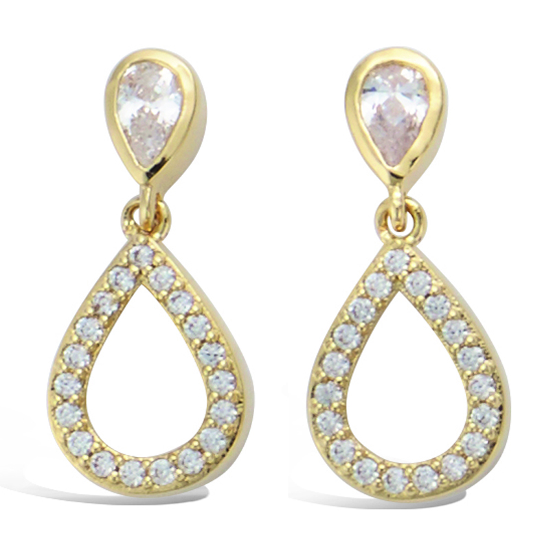 Boucles Plaqué Or \'Sissi\' blanc doré - 20x9 mm - [P1227]